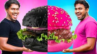 Black Vs Pink Food Challenge |  Eating Everything Only In 1 Color For 24 Hours | Mad Brothers