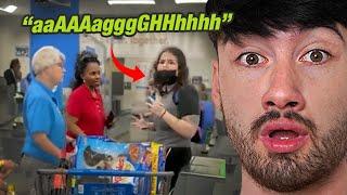 Lady cuts in line then plays victim (PUBLIC FREAKOUT)