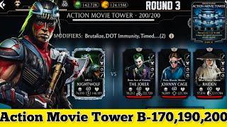 Action Movie Tower Boss Battle 200 & 170,190 Fight + Reward MK Mobile