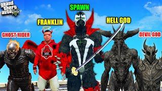 Franklin Fight SPAWN To Save HELL GOD In GTA 5 | SHINCHAN and CHOP