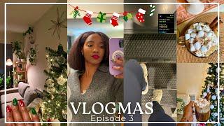 Vlogmas Ep. 3 | BEST Hot Chocolate Recipe DIY Gel Tips Manicure Holiday Party Prep & Hair Blowout