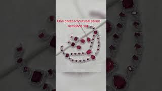 One carat ad cut real stone necklace set for order 0328 2551049 #silverjewllery #silverjewllery