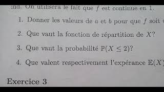 Exercice corrigé de probabilité et de statistique.variables aléatoire continue ou à densité.