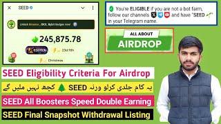 SEED Airdrop Eligibility Criteria | How To Eligibility For SEED Airdrop | SEED Important Task KrLo