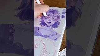 Perfect Purples  #artshorts #ohuhumarkers #purpleart #portraitart