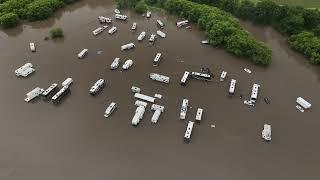 Drone footage from the flooding and rain that postponed the Huset's Speedway weekend