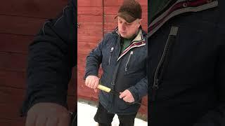 кованая кочерга для бани с деревянной ручкой