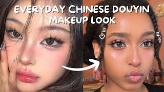 EVERYDAY CHINESE DOUYIN MAKEUP LOOK ON BROWN SKIN!!