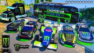 GTA 5 - Stealing MONSTER ENERGY SUPER CARS with Franklin! (Real Life Cars #162)