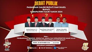 LIVE DEBAT PUBLIK CALON BUPATI DAN WAKIL BUPATI KABUPATEN KAUR TAHUN 2024