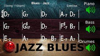 Jazz Blues in D - Jazz Backing Track / Play-along (110bpm)