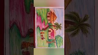 scenery drawing#|#youtubeshorts #trending #drawing #tejart #viral