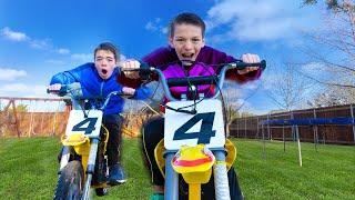 AMAZING RACE Backyard Games CHALLENGE! No Rules Dirt Bike Battle Showdown! | Steel Kids