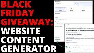 Black Friday Giveaway: FREE AI Content Generator For Websites