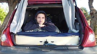 I Converted My Car Into A Camper Van With 100€ | Renault Clio | Micro Camper | DIY Camping Car