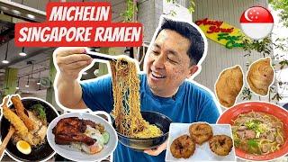 Singapore Street Food at Amoy Street Food Centre!  Amazing Michelin Ramen Noodles in Singapore