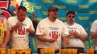 Humble Bob Shoudt eats 38 hotdogs at Nathans hotdog eating contest in 2009