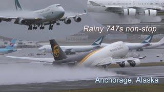 747s non stop in cold Alaska rain - the epic jumbos of Anchorage - 2021.
