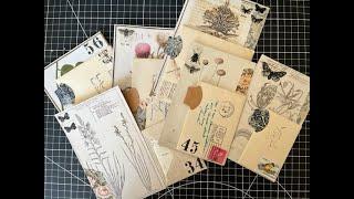 Flip Ephemera using Botanical Book Images, Vintage Envelopes and Washi