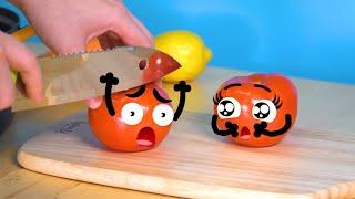 토마토가 살아있다? living tamato?!? 웃긴영상 말하는 과일 꽁트 모음 두들스 애니메이션 Doodles Animation | 3D Cute Food