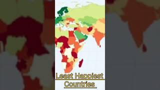 Top 10 Least Happiest Countries in the World #shorts