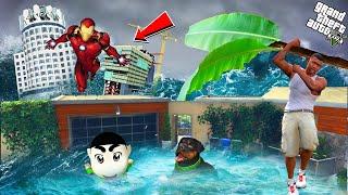 Franklin Surviving Tsunami with Shinchan In GTA 5 ||Shinchan Saved by Iron Man || Gta 5 Tamil