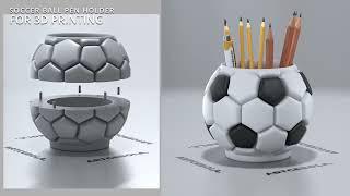 Soccer Ball - Pencil and Pen Holder - STL for 3D Printing  - Gabriel