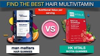 man matters vs HK VITALS Biotin Hair Gummies | Find the Best Hair Multivitamin Tablet.