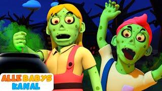 Grüne Zombie-Finger-Familie | Gruselige Halloween-Lieder | ABC Kinderlieder auf Deutsch