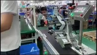 Automatic carton box barcode adhesive sticker top labeling machine label applicator