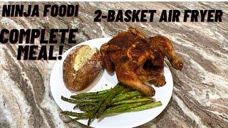 NINJA FOODI. - 2-BASKET AIR FRYER- COMPLETE MEAL!  CORNISH GAME HEN, BAKED POTATO AND ASPARAGUS!