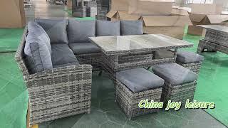 Best China 9 Seater Rattan Garden Corner Sofa Set With Dining Table Sale