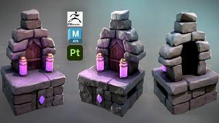 Stylized Stone Entrance with Autodesk Maya 2025, Zbrush, and Substance 3D Painter