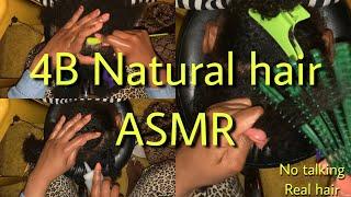 ASMR 4B hair~scalp massage~spraying~parting~scratching~brushing 4C