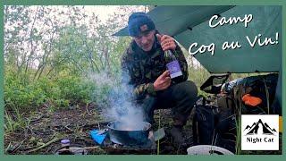 NIGHT CAT LAY-FLAT HAMMOCK WILD CAMP x 2 | Cooking Coq au Vin in Dutch Oven | Canoeing in the rain