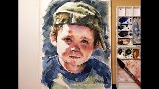 REAL TIME Loose Watercolor Portrait Painting, Baby Boy, Demo, Christine Karron #watercolorportrait