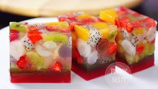 วุ้นผลไม้สด Agar Jelly Fruit Cake Recipe