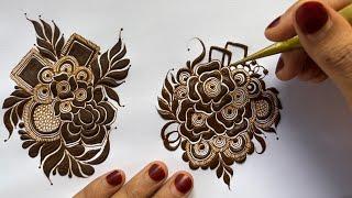 Very Beautiful Bold Flower Bunches |Beautiful Floral Pattern Henna Design Tutorial | #thouseenshenna