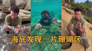 海底發現一片美麗的珊瑚區#户外#荒野求生#野外生存