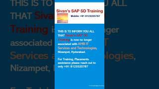 Sivan's SAP SD Training has no relationship with AMB IT Services | Sivan's SAP SD Training