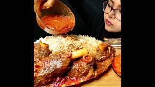 ASMR: EATING SPICY MUTTON CURRY BASMATI RICE || #shorts #mukbangn#asmreating #mukbangasmr #asmr