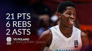 VJ Edgecombe 21 pts 6 rebs 2 asts vs Poland 2024 Olympic Qualis