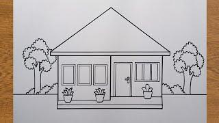 Cara menggambar rumah mudah dan bagus - Gambar rumah sederhana | Simple house | How to draw a house