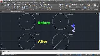 AutoCAD Radius Dimension Line to Center | AutoCAD Diameter Dimension Two Arrows