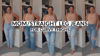  TESTING MOM & STRAIGHT LEG JEANS FOR CURVY THIGHS | TRY ON & COMPARE- MIDSIZE (UK 12-14-16) BODY