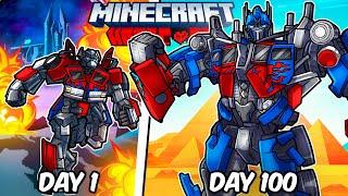 I Survived 100 Days as OPTIMUS PRIME in Hardcore Minecraft!