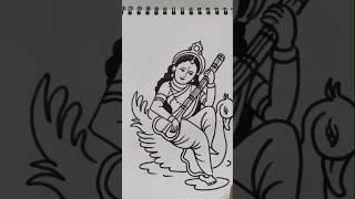 Quick and easy drawing of maa saraswati for beginners/ Basant Panchami special