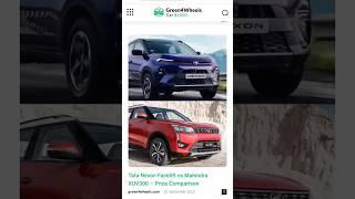 Price comparison of Tata Nexon Facelift vs Mahindra XUV300 #car #shorts #viral #trending #youtube