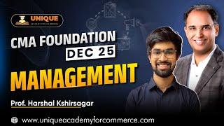 CMA Foundation | June-Dec 2025 | Management 5.4 | L-6 | Prof. Harshal Kshirsagar