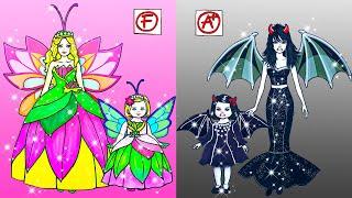 Mother And Daughter Butterfly VS Vampire Costume Dress Up - Barbie Story & Crafts | WOA Doll Stories